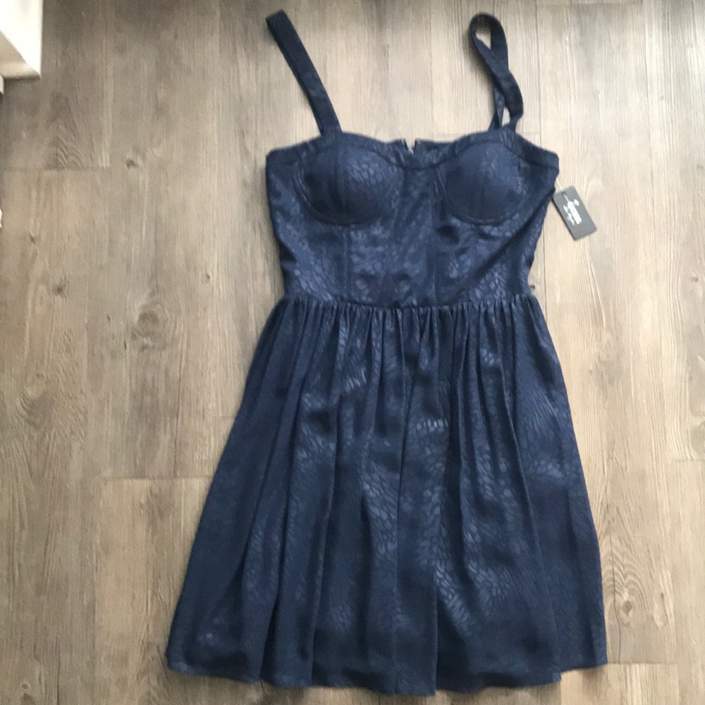 Guess Blue Print Dress with Structured Bust.